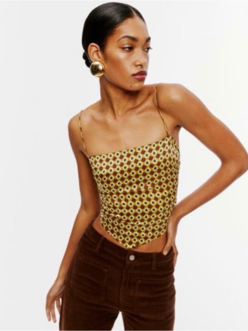 Reformation silk Gruyère Mezizene Handkerchief top